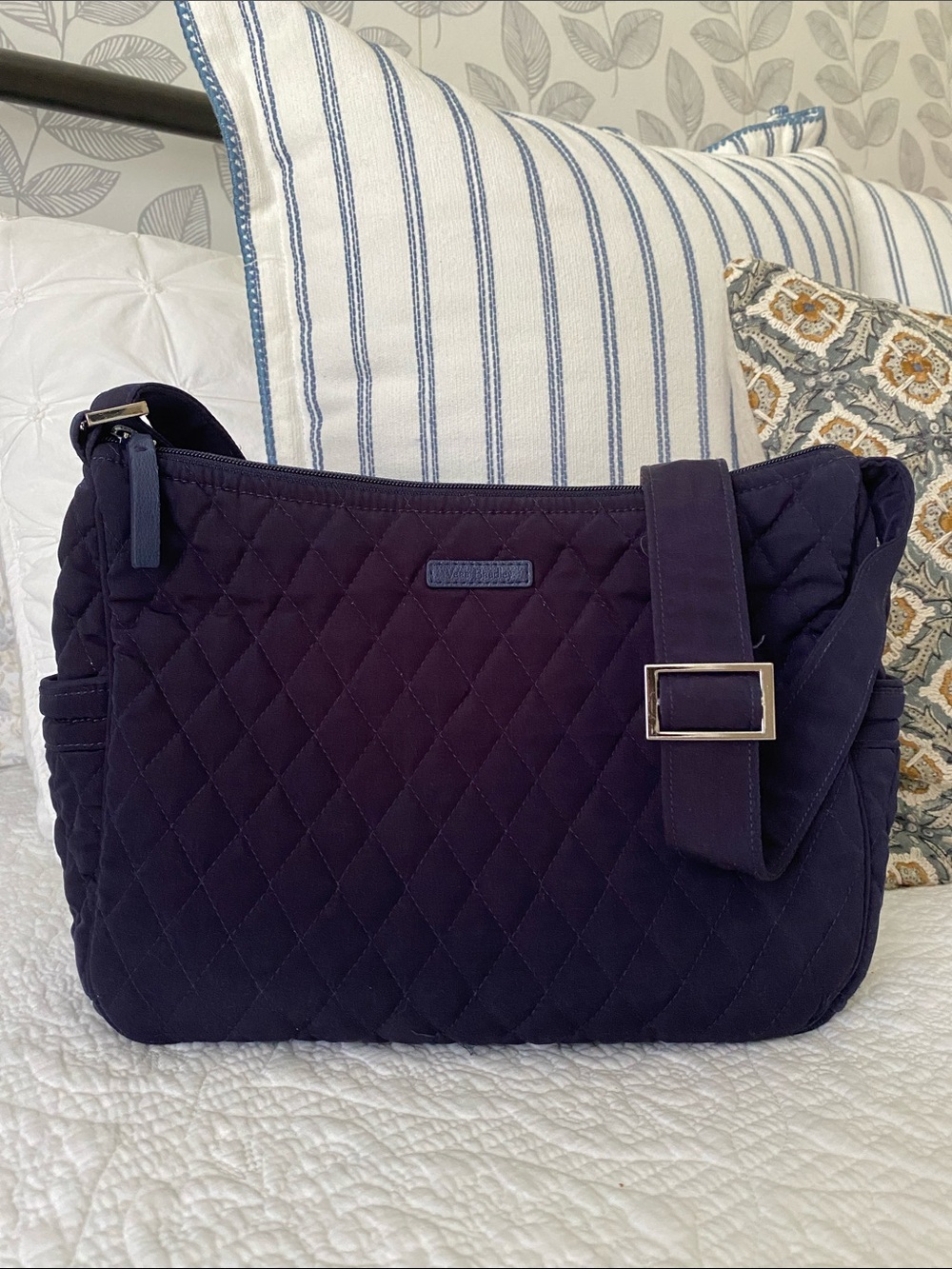 Vera Bradley Navy Blue Quilted Microfiber Crossbody Shoulder bag